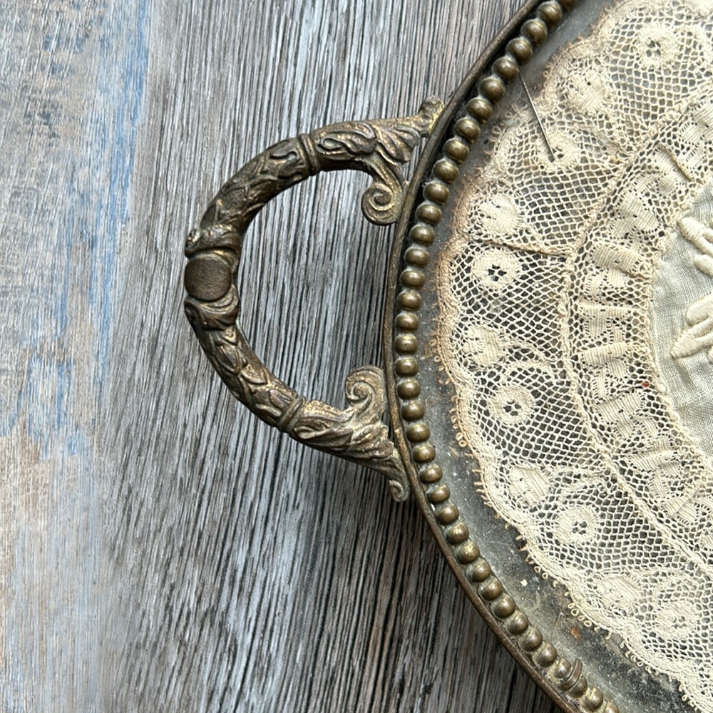 Vintage Glass Brass Perfume Tray - Picture 5 of 10